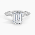 Camellia Hidden Accent 1.5mm Diamond Ring Platinum Emerald Engagement Ring