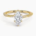 Camellia Hidden Accent 1.5mm Diamond Ring Yellow Gold 18k Marquise Engagement Ring