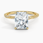 Camellia Hidden Accent 1.5mm Diamond Ring Yellow Gold 18k Radiant Engagement Ring