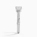 Camellia Hidden Accent 2.5mm Diamond Ring Platinum Asscher Engagement Ring