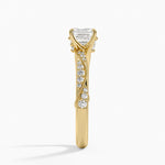 Camellia Hidden Accent 2.5mm Diamond Ring Yellow Gold 18k Asscher Engagement Ring