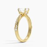 Camellia Hidden Accent 2.5mm Diamond Ring Yellow Gold 18k Emerald Engagement Ring