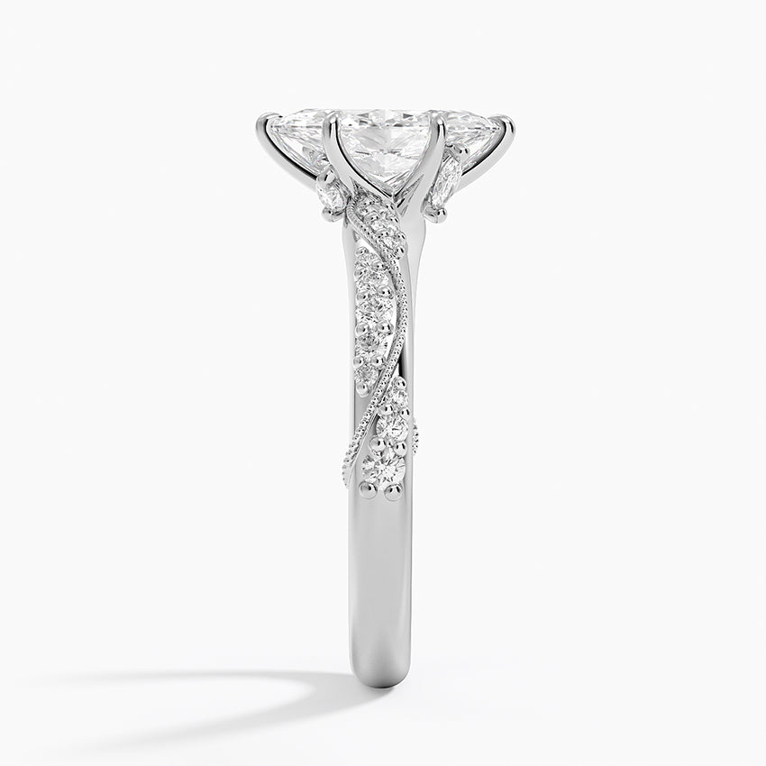 Camellia Hidden Accent 2.5mm Diamond Ring Platinum Marquise Engagement Ring
