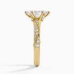 Camellia Hidden Accent 2.5mm Diamond Ring Yellow Gold 18k Marquise Engagement Ring