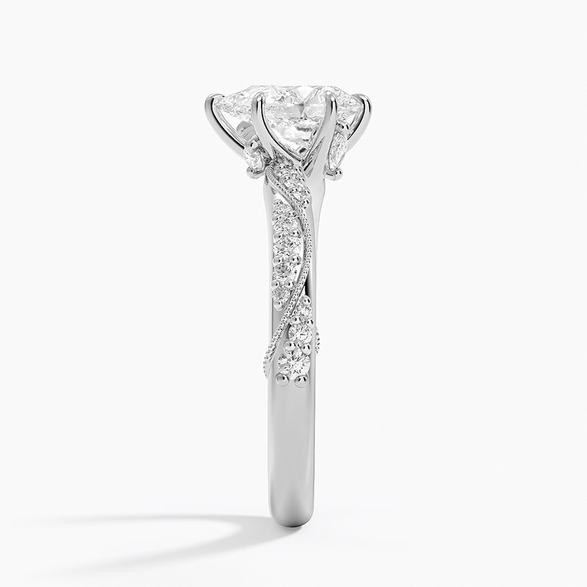 Camellia Hidden Accent 2.5mm Diamond Ring Platinum Pear Engagement Ring