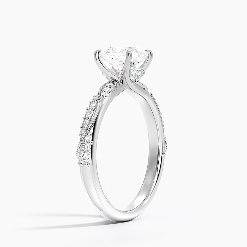 Camellia Hidden Accent 2.5mm Diamond Ring Platinum Princess Engagement Ring