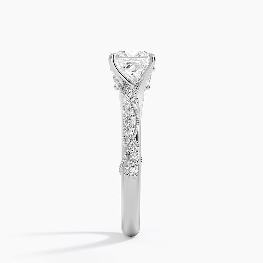Camellia Hidden Accent 2.5mm Diamond Ring Platinum Princess Engagement Ring