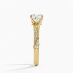 Camellia Hidden Accent 2.5mm Diamond Ring Yellow Gold 18k Princess Engagement Ring