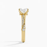 Camellia Hidden Accent 2.5mm Diamond Ring Yellow Gold 18k Radiant Engagement Ring