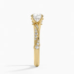 Camellia Hidden Accent 2.5mm Diamond Ring Yellow Gold 18k Round Engagement Ring