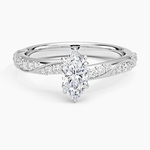 Camellia Hidden Accent 2.5mm Diamond Ring Platinum Marquise Engagement Ring
