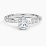 Camellia Hidden Accent 2.5mm Diamond Ring Platinum Pear Engagement Ring