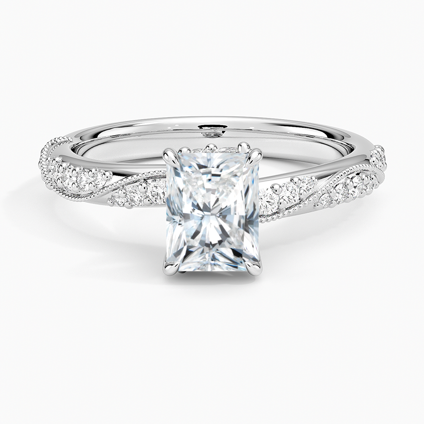 Camellia Hidden Accent 2.5mm Diamond Ring Platinum Radiant Engagement Ring