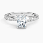 Camellia Hidden Accent 2.5mm Diamond Ring Platinum Radiant Engagement Ring