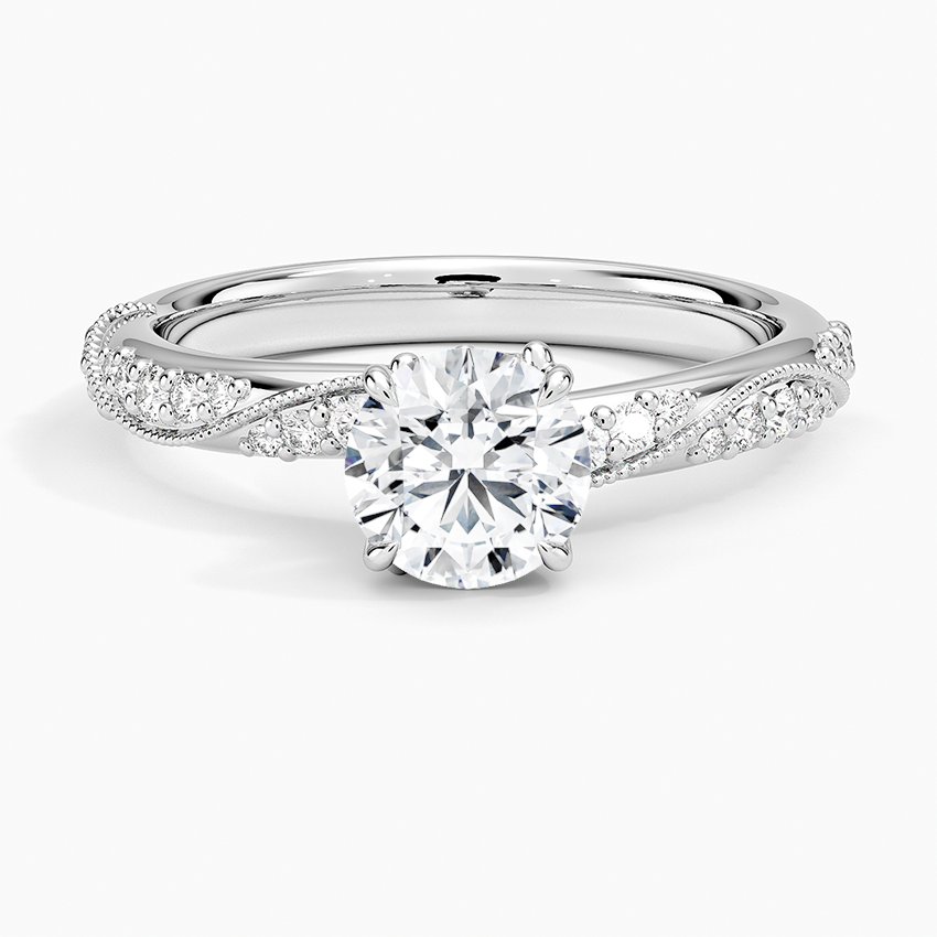 Camellia Hidden Accent 2.5mm Diamond Ring Platinum Round Engagement Ring