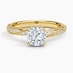 Camellia Hidden Accent 2.5mm Diamond Ring Yellow Gold 18k Cushion Engagement Ring