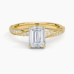 Camellia Hidden Accent 2.5mm Diamond Ring Yellow Gold 18k Emerald Engagement Ring