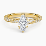 Camellia Hidden Accent 2.5mm Diamond Ring Yellow Gold 18k Marquise Engagement Ring