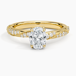 Camellia Hidden Accent 2.5mm Diamond Ring Yellow Gold 18k Oval Engagement Ring