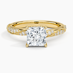 Camellia Hidden Accent 2.5mm Diamond Ring Yellow Gold 18k Princess Engagement Ring