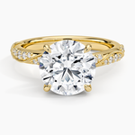 Camellia Hidden Accent 2.5mm Diamond Ring Yellow Gold 18k Round Engagement Ring