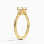 Aria Perfect Fit Three Stone Diamond Ring Yellow Gold 18k Asscher Engagement Ring