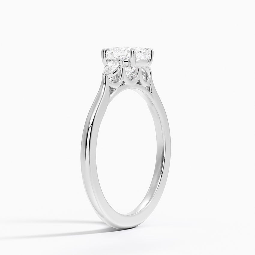 Aria Perfect Fit Three Stone Diamond Ring Platinum Cushion Engagement Ring