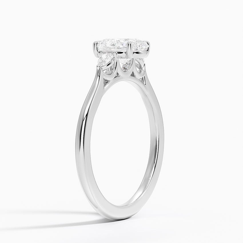 Aria Perfect Fit Three Stone Diamond Ring Platinum Oval Engagement Ring