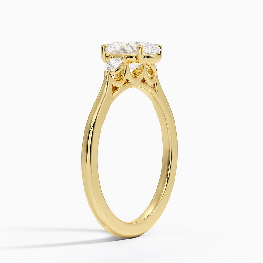 Aria Perfect Fit Three Stone Diamond Ring Yellow Gold 18k Oval Engagement Ring