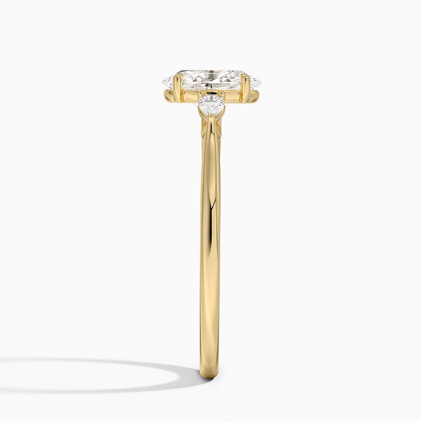 Aria Perfect Fit Three Stone Diamond Ring Yellow Gold 18k Oval Engagement Ring