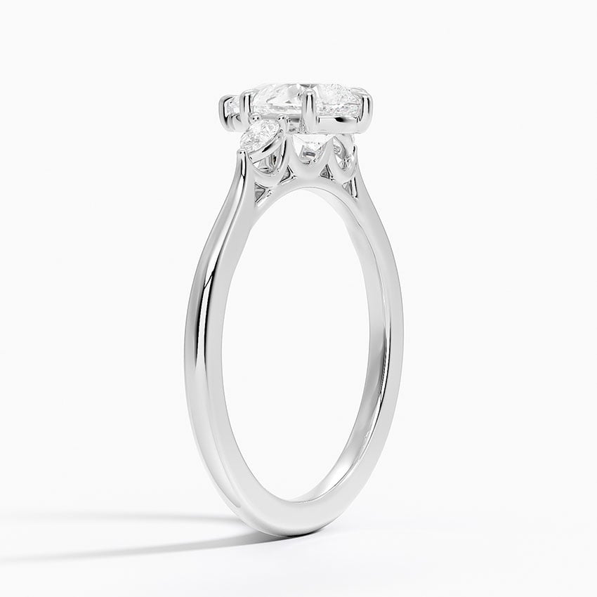 Aria Perfect Fit Three Stone Diamond Ring Platinum Pear Engagement Ring