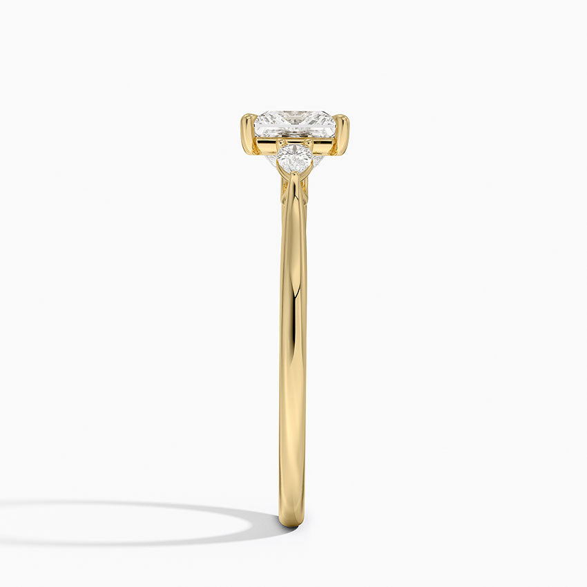 Aria Perfect Fit Three Stone Diamond Ring Yellow Gold 18k Princess Engagement Ring