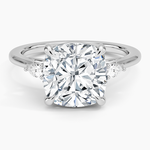 Aria Perfect Fit Three Stone Diamond Ring Platinum Cushion Engagement Ring