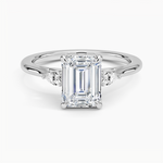 Aria Perfect Fit Three Stone Diamond Ring Platinum Emerald Engagement Ring