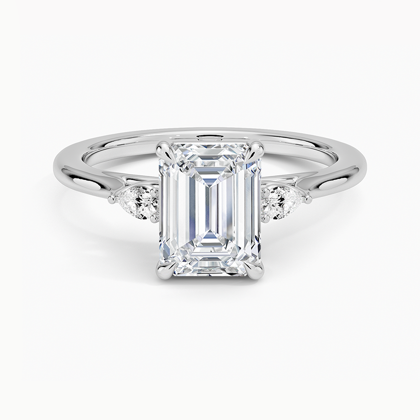 Aria Perfect Fit Three Stone Diamond Ring Platinum Emerald Engagement Ring