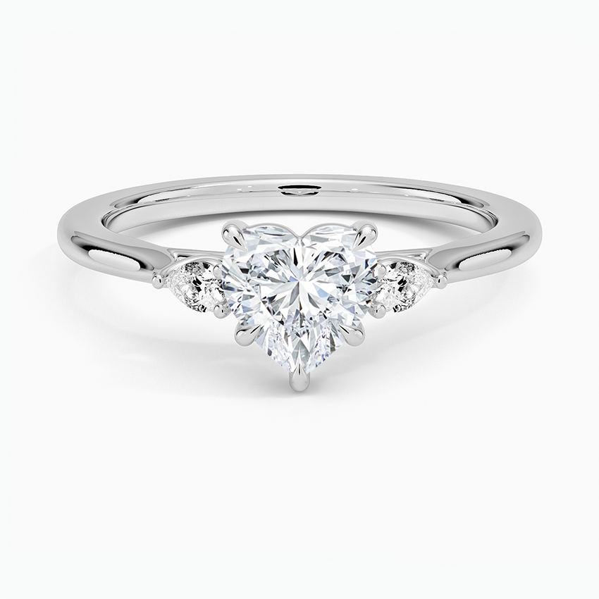 Aria Perfect Fit Three Stone Diamond Ring Platinum Heart Engagement Ring