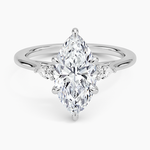 Aria Perfect Fit Three Stone Diamond Ring Platinum Marquise Engagement Ring