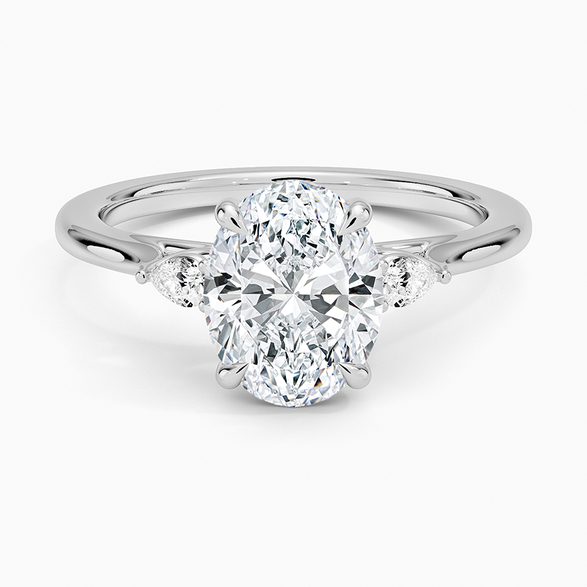 Aria Perfect Fit Three Stone Diamond Ring Platinum Oval Engagement Ring