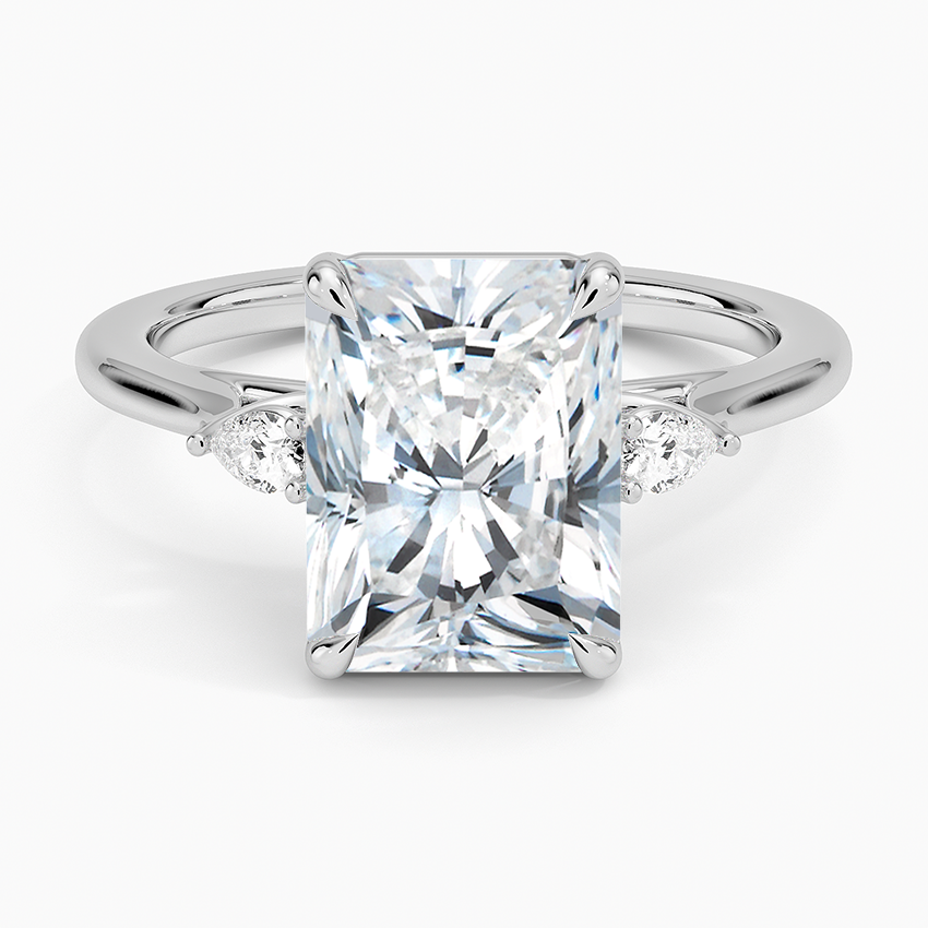 Aria Perfect Fit Three Stone Diamond Ring Platinum Radiant Engagement Ring