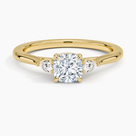 Aria Perfect Fit Three Stone Diamond Ring Yellow Gold 18k Cushion Engagement Ring