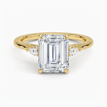 Aria Perfect Fit Three Stone Diamond Ring Yellow Gold 18k Emerald Engagement Ring