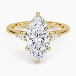 Aria Perfect Fit Three Stone Diamond Ring Yellow Gold 18k Marquise Engagement Ring