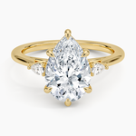 Aria Perfect Fit Three Stone Diamond Ring Yellow Gold 18k Pear Engagement Ring