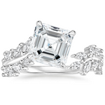 Sweeping Ivy Diamond Engagement Ring 18K White Gold AS