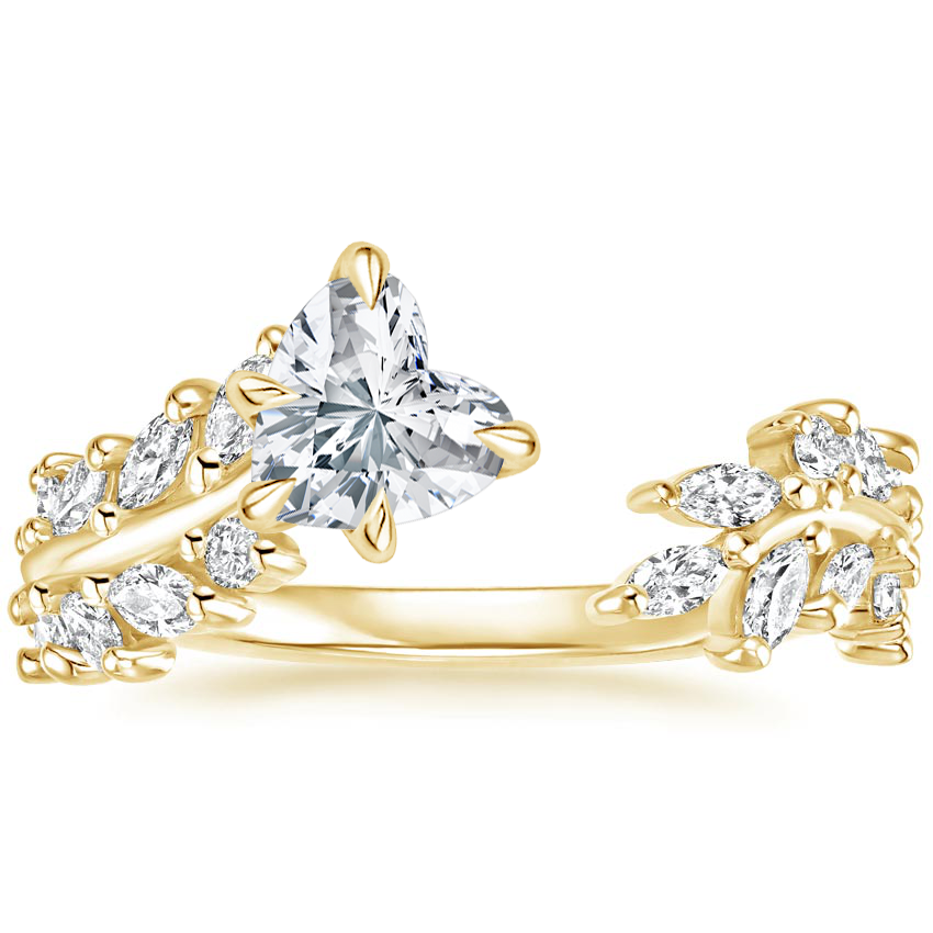 Sweeping Ivy Diamond Engagement Ring 18K Yellow Gold HT