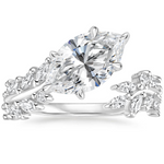 Sweeping Ivy Diamond Engagement Ring 18K White Gold MQ