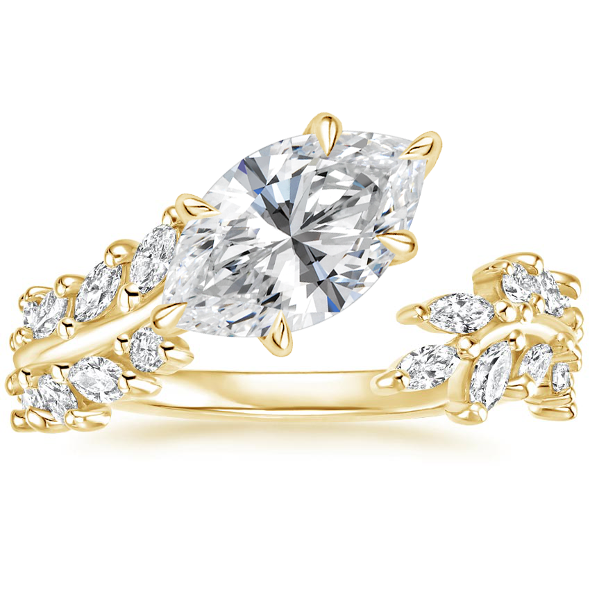 Sweeping Ivy Diamond Engagement Ring 18K Yellow Gold MQ