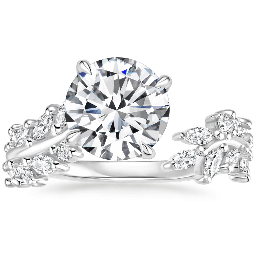 Sweeping Ivy Diamond Engagement Ring 18K White Gold RD