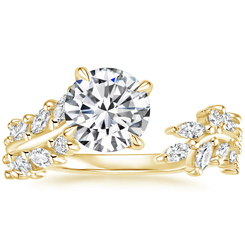 Sweeping Ivy Diamond Engagement Ring 18K Yellow Gold RD