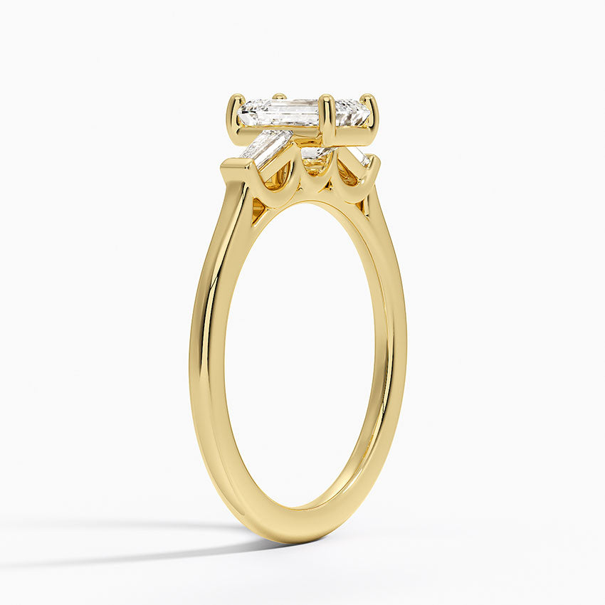 Perfect Fit Tapered Baguette Diamond Ring Yellow Gold 18k Emerald Engagement Ring
